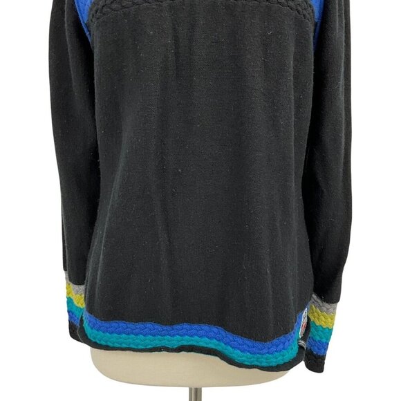 Neve Designs 1/4 Zip Sweater Size 2XL Merino Wool Blend Black Multicolor *READ* - Picture 4 of 14
